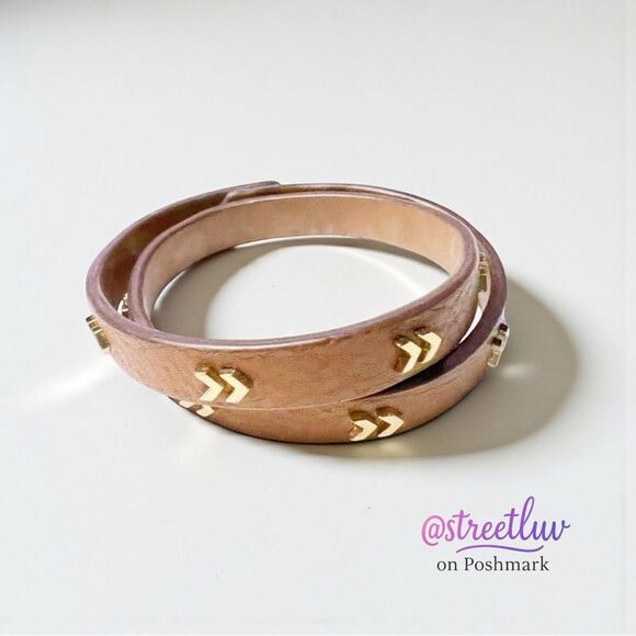 Stella & Dot Chevron Leather Wrap Bracelet - Picture 3 of 10